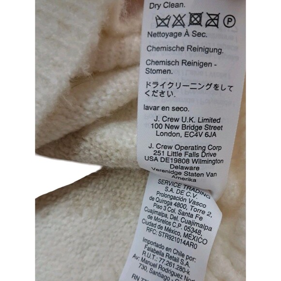 Madewell Sweater Cream Crop Wool Alpaca Boat Neck Striped Sleeve Geo Women's XS - Picture 8 of 11